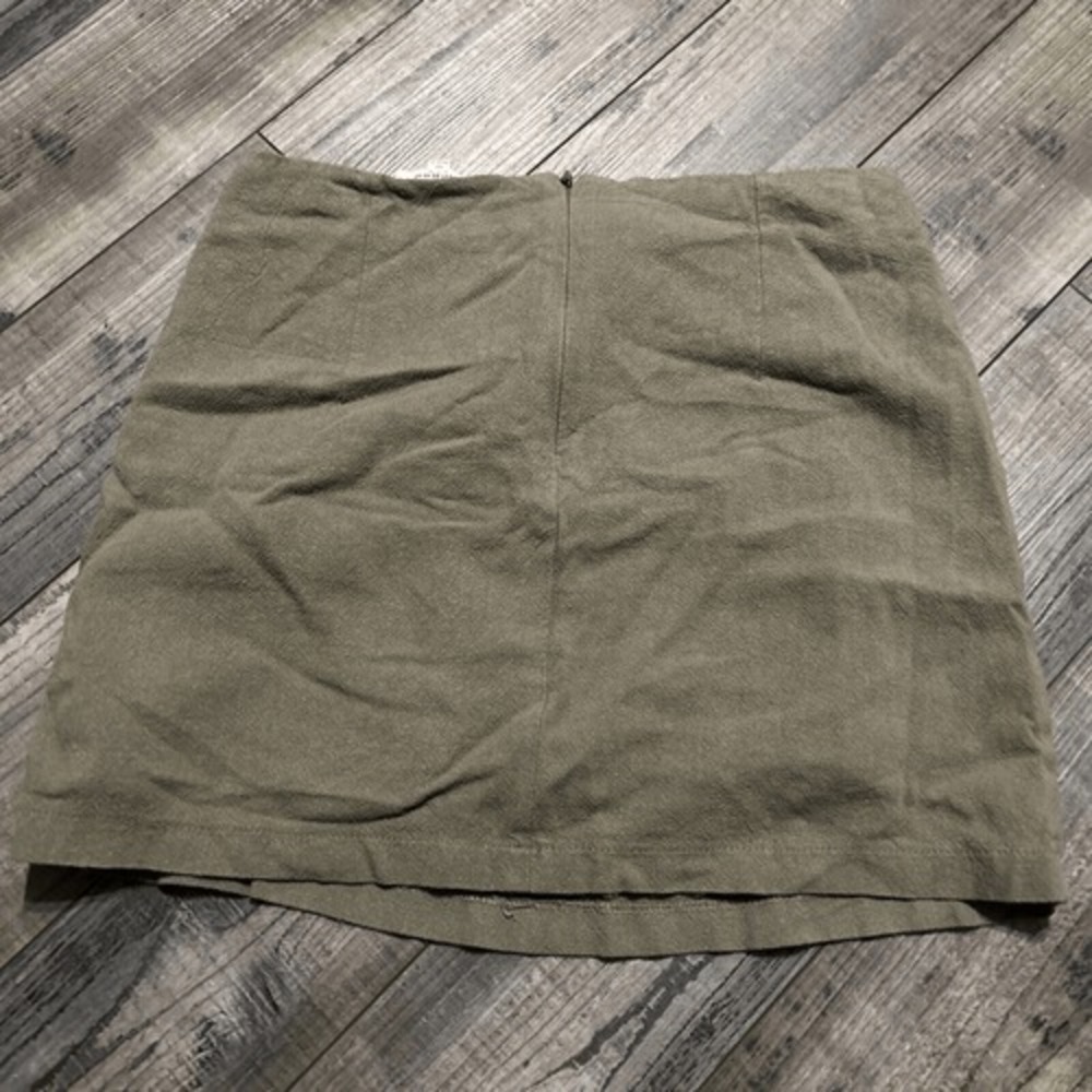 Umgee Womens embroidered‎ linen khaki green skirt with lining SZ M - Picture 2 of 6